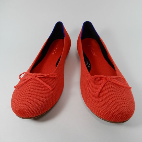 Rothy's The Ballet Flats Bow Size 10 Round Toe Glamour Red Knit Slip On NEW - Picture 5 of 14